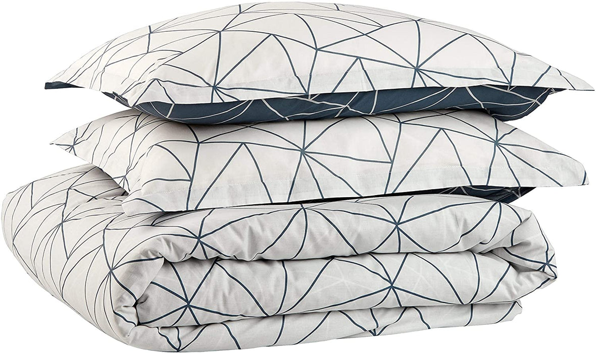 Amazon Brand – Rivet Triangle Geometric Cotton Duvet Cover Set - Full or Queen