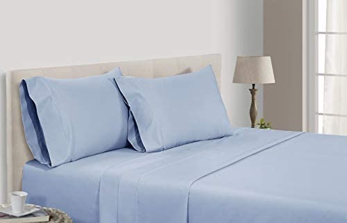 ISABELLA CROMWELL Egyptian Cotton Blend 4-Piece Sheet Set 1000 Thread Count Solid 16" Deep Pockets (fits Upto 18" mattresses) Sateen Weave Comfort Bedsheets Bedding Hotel Luxury- Queen