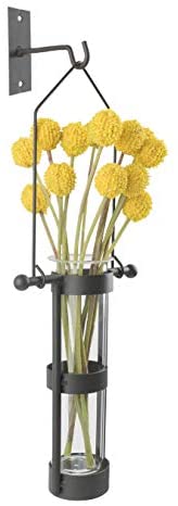 Danya B. QB102-2 Modern Home Décor - Wall Mount Hanging Glass Cylinder Vase Set with Metal Cradle and Hook