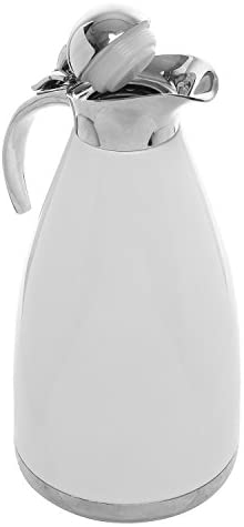 2.0L White Stainless Steel Double Wall Vacuum Insulated Thermal Carafe/Hot Coffee & Tea Serving Pitcher