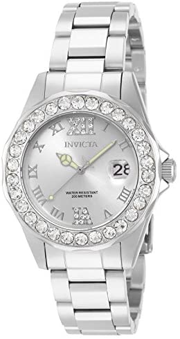 Invicta Women's 15251 Pro Diver Silver Dial Crystal Accented Stainless Steel Watch