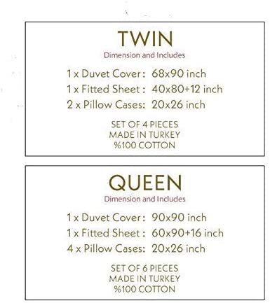 DHD Duvet Cover Set,% 100 Cotton, Hotel Luxury,4 pcs;1x Duvet Cover,1x Fitted Sheet,2X Pillowcases/Shams,Quilt Cover Set,(Twin