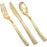 180 Pieces Gold Plastic Silverware, Party Plastic Flatware, Wedding Plastic Cutlery Include 60 Gold Forks, 60 Gold Knives, 60 Gold Spoons, Supernal