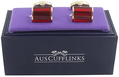 AUSCUFFLINKS 40th Anniversary Ruby Wedding Gift Husband | Cufflinks Gold Edge Red Cuff Links