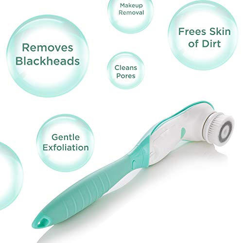 Fancii 7 in 1 Waterproof Electric Facial & Body Cleansing Brush Exfoliating Kit with Handle and 6 Brush Heads - Best Advanced Spin Brush Microdermabrasion Scrub System for Face