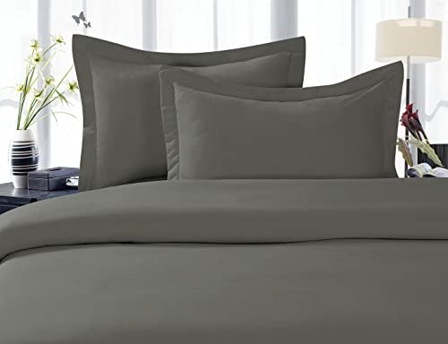 Elegant Comfort 1500 Thread Count Egyptian Quality 3 Piece Wrinkle Free and Fade Resistant Luxurious Duvet Cover Set, Full/Queen, Gray