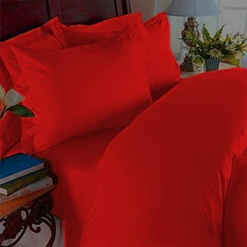 Elegant Comfort 1500 Thread Count Egyptian Quality Wrinkle and Fade Resistant 3-Piece Duvet Cover Set, Full/Queen, Red