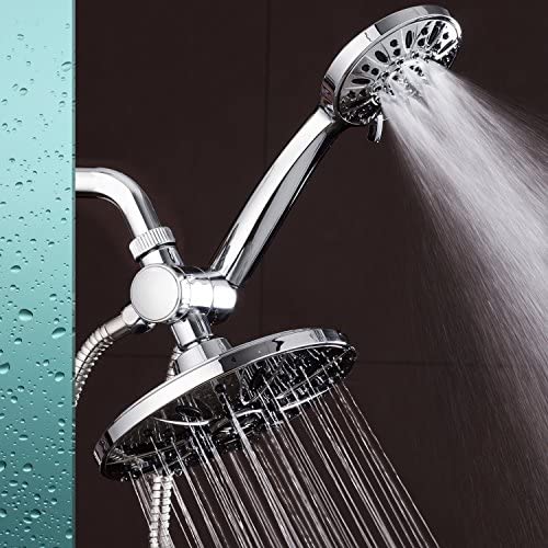 AquaDance 7" Premium High Pressure 3-Way Rainfall Combo Combines The Best of Both Worlds-Enjoy Luxurious Rain Showerhead and 6-Setting Hand Held Shower Separately or Together, Chrome
