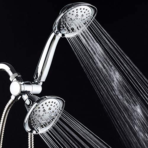 AquaDance, Chrome Luxury Square 48-setting High-Pressure Dual Head/Handheld Shower Spa Combo. Extra-Long 72" Stainless Steel Hose, 3-way Flow Diverter, Finish. Best Quality from Top American