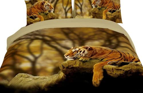 Dolce Mela DM458K Lonely Tiger Safari Themed Duvet Cover Set, King
