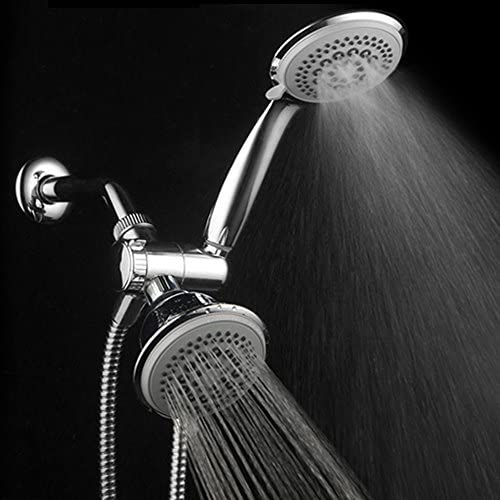 DreamSpa Luxury 36 Setting Large Showerhead and Hand-Shower Dual 3-Way-Combo by Top Brand Manufacturer (Fixed and Handheld Shower-Heads, Water-Diverter, Extra Long 6 ft Stainless Steel Shower-Hose)