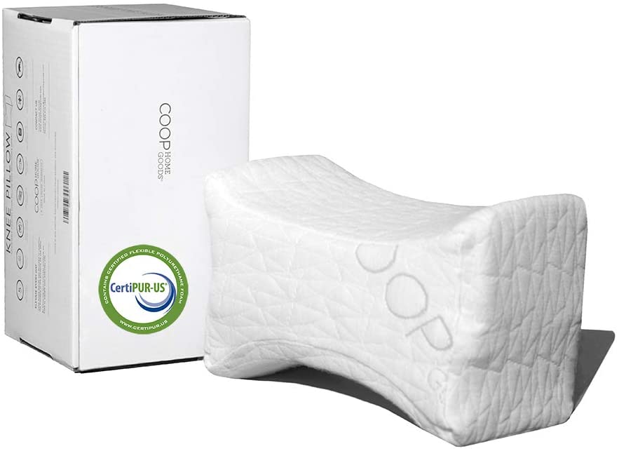 Coop Home Goods - Fully Adjustable Knee Pillow and Leg Positioner with Washable Cover - Memory Foam Fill - Helps Relieve Pain - Perfect for Side Sleepers and During Pregnancy - Soft Lulltra Fabric