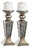 Creative Scents Schonwerk Pillar Candle Holder Set of 2- Crackled Mosaic Design- Home Coffee Table Decor Decorations Centerpiece for Dining/Living Room- Best Wedding Gift (Silver)