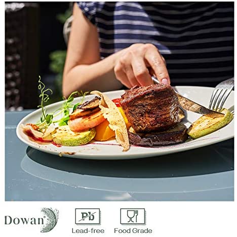DOWAN Porcelain Oval Serving Platters - 14 Inches 2 Packs Lagre Oval Serving Plate for Meat, Appetizers, Dessert, Sushi, Fish, Party, White, Stackable