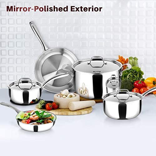 Duxtop Whole-Clad Tri-Ply Stainless Steel Induction Cookware Set, 9PC Kitchen Pots and Pans Set