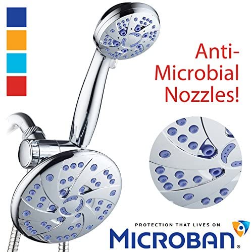 AquaDance 5547 Antimicrobial/Anti-Clog High-Pressure 6" Rainfall Heads Combo Microban Nozzle Protection from Growth of Mold Mildew and Bacteria for Stronger Shower, Single, Sunset Blue