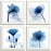 HLJ ART 4 Panels Crystal Theme Giclee Flickering Blue Flowers Printed Paintings on Canvas for Wall Decor (Purple