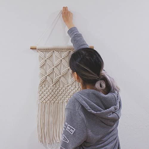 Gentle Crafts BoHo Macrame Hanging Wall Decor: Decorative Wall Art Cotton Rope Cord Woven Tapestry Home Decorations for the Living Room Kitchen Bedroom or Apartment