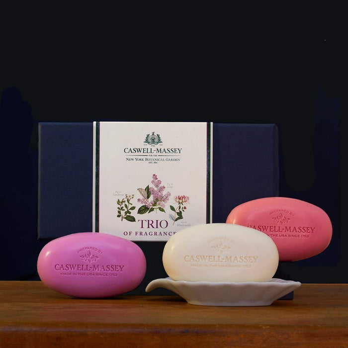 Caswell-Massey Trio of Fragrances Luxury Bath Soap Set – Includes Lilac, Gardenia, Honeysuckle – 3.25 Ounces Each