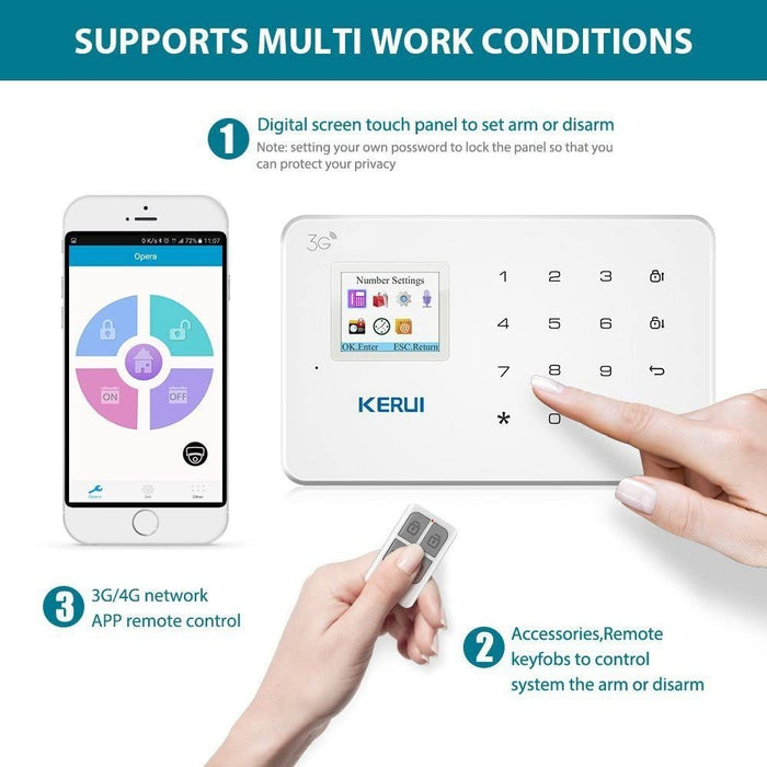 GSM 3G Alarm System Kit - KERUI G183 Wireless WCDMA DIY Home and Business Security Burglar Alarm System Auto Dial Easy to Install,APP Control by Text,not support wifi and/or Landline