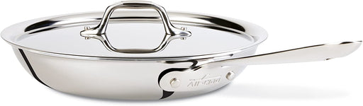 All-Clad D3 Stainless Cookware, 12-Inch Fry Pan with Lid, Tri-Ply Stainless Steel, Professional Grade, Silver