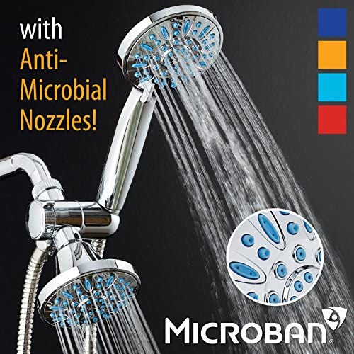 AquaDance Antimicrobial/Anti-Clog High-Pressure 30-Setting Combo Microban Nozzle Protection from Growth of Mold Mildew & Bacteria for Stronger Shower Aqua, Wave Blue Jets