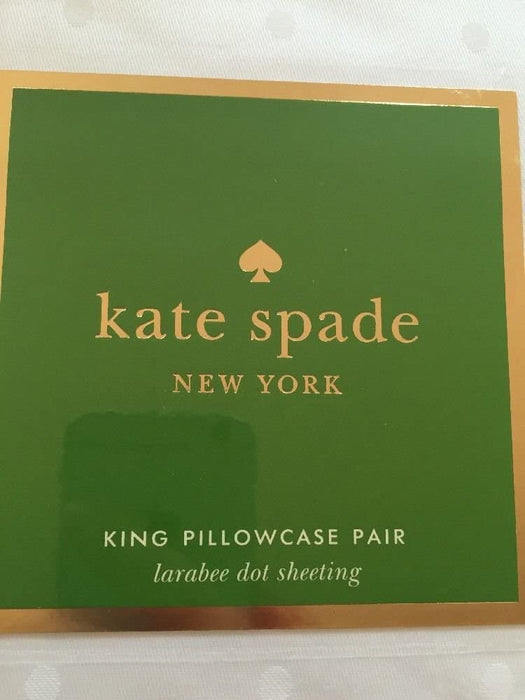 Kate Spade New York King Pillowcase set White Larabee Dot Sheeting (2pc) NIP