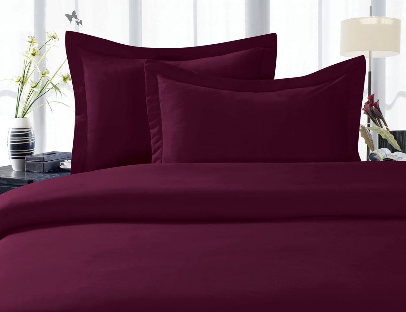 Elegant Comfort 1500 Thread Count Egyptian Quality 3 Piece Wrinkle Free and Fade Resistant Luxurious Duvet Cover Set, Full/Queen, Eggplant Purple