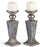 Creative Scents Schonwerk Pillar Candle Holder Set of 2- Crackled Mosaic Design- Home Coffee Table Decor Decorations Centerpiece for Dining/Living Room- Best Wedding Gift (Silver)
