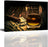 Artisweet Canvas Prints Picture Sensations Framed Waterproof 4-Panel l Hot Coffee Coffee Beans Canvas Art