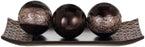 Dublin Home Decor Tray and Orbs Balls Set of 3 - Coffee Table Mantle Decor Centerpiece Bowl with Spheres House Decorations, Decorative Accents for Living Room or Dining Table, Gift Boxed (Brown)