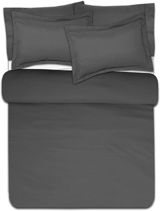 Duvet Cover 5 Piece Includes 2 Shams & 2 Pillowcases 1800 Supreme Soft Hypoallergenic Solid Color Wrinkle and Fade Resistant Set