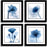 HLJ ART 4 Panels Crystal Theme Giclee Flickering Blue Flowers Printed Paintings on Canvas for Wall Decor (Purple