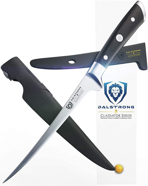 DALSTRONG Fillet Knife - 7" Flexible - Gladiator Series - German HC Steel - w/Two Sheaths