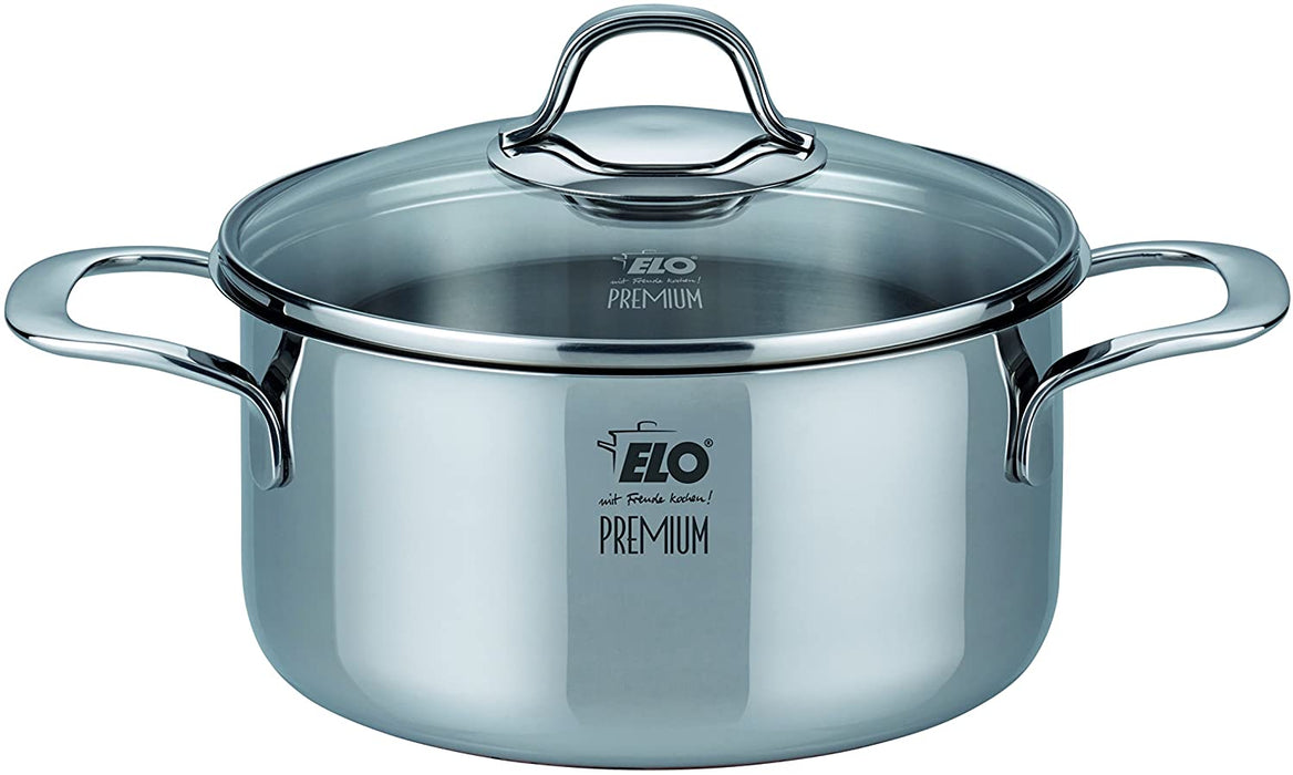 ELO Premium Silicano Plus Stainless Steel Kitchen Induction Cookware Pots and Pans Set with Oil Measuring System, Shock Resistant Glass Lids and Copper Core