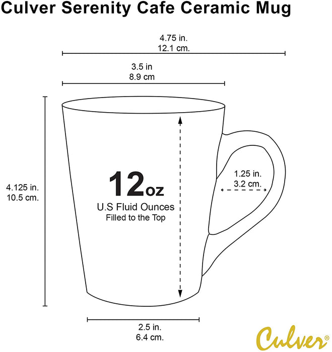 Culver Serenity Cafe Ceramic Mug, 12-Ounce, Blue
