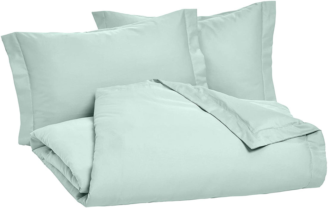 AmazonBasics 400 Thread Count Cotton Duvet Cover Set with Sateen Finish - Full/Queen
