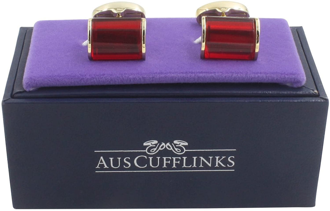 AUSCUFFLINKS 40th Anniversary Ruby Wedding Gift Husband | Cufflinks Gold Edge Red Cuff Links