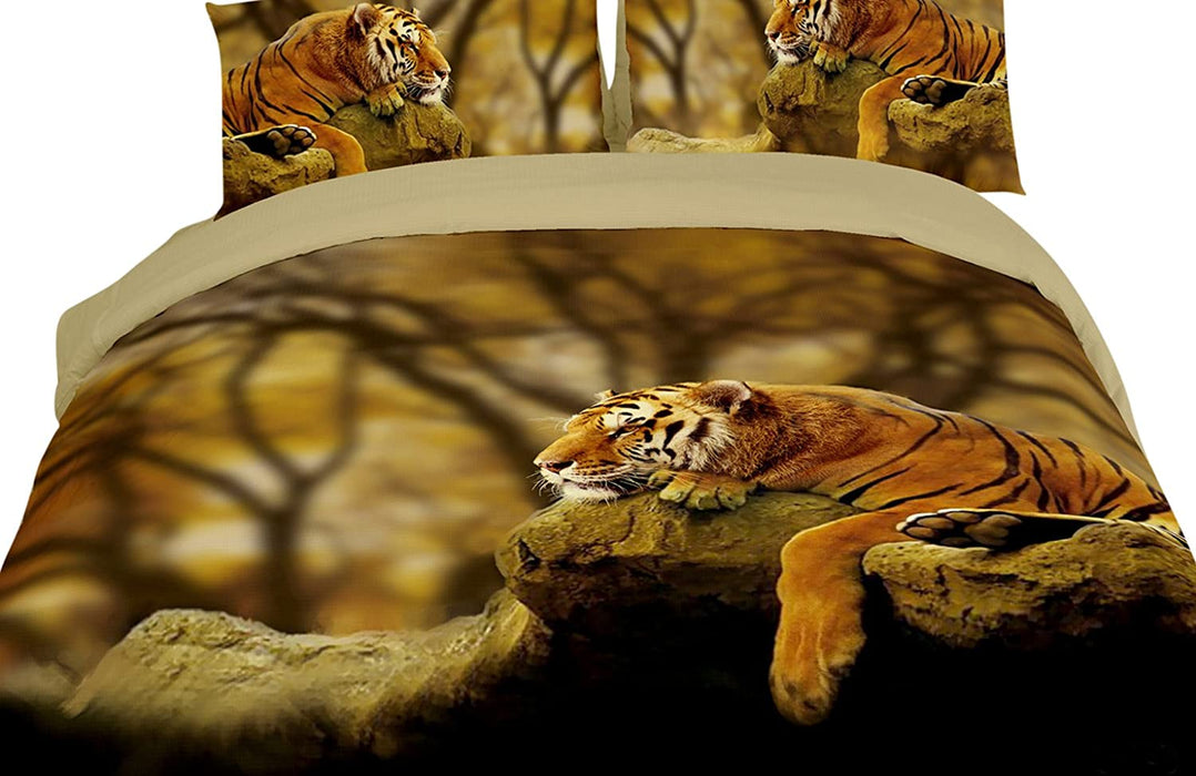 Dolce Mela DM458K Lonely Tiger Safari Themed Duvet Cover Set, King
