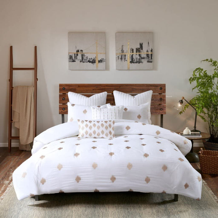 Ink+Ivy Stella Dot 3 Piece Cotton Percale Duvet Cover Mini Set Copper King/Cal King