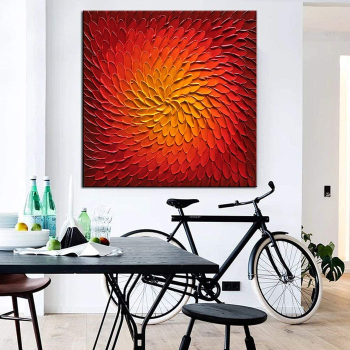 baccow 30 * 30" Red Metallic 3D Wall Art Oil Painting Handmade Abstract Wall Art Painting Picture Decoration