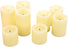 Candle Impressions Set of 8 Patented Faux Wick Cream Wax Battery Operated Flameless Pillar Candles with Auto Timer Option - Assorted Sizes