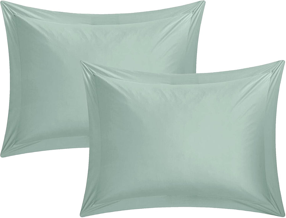 Chic Home 4 Piece Hartford 200 Thread Count Combed Finish 100% Cotton Twill Weave Button Closure Detail Queen Duvet Cover Set Aqua Shams and Decorative Pillows Included