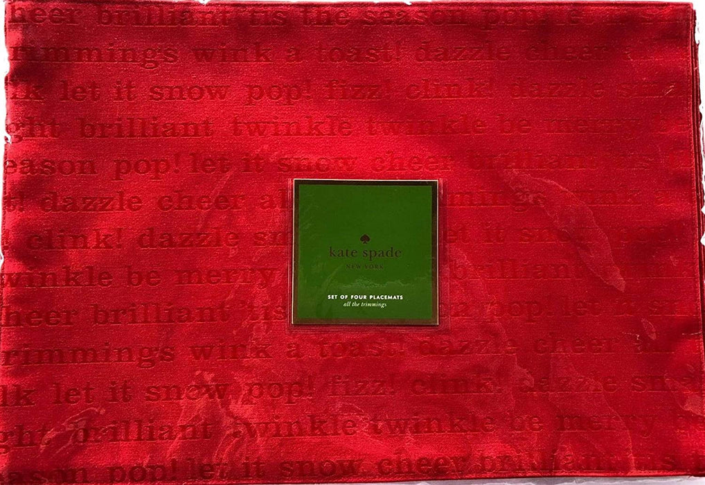 Kate Spade All the Trimmings Cranberry Red Placemat set 4 pc