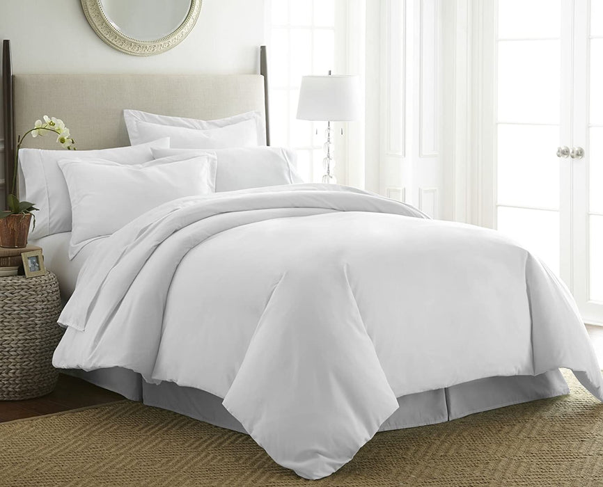 Becky Cameron ienjoy Home 3 Piece Double Brushed Microfiber Duvet Cover Set, California King, White, Queen