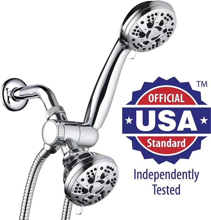 AquaDance Total Chrome High Pressure 3-way 48-setting Rain – Handheld Shower Head Combo – Angle Adjustable, Anti-Clog Jets, Tool-Free Installation - USA Standard Certified – Top U.S. Brand