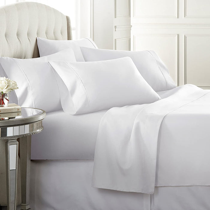 Danjor Linens 6 Piece Hotel Luxury Soft 1800 Series Premium Bed Sheets Set, Deep Pockets, Hypoallergenic, Wrinkle & Fade Resistant Bedding Set(Calking