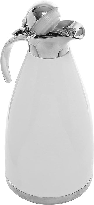 2.0L White Stainless Steel Double Wall Vacuum Insulated Thermal Carafe/Hot Coffee & Tea Serving Pitcher