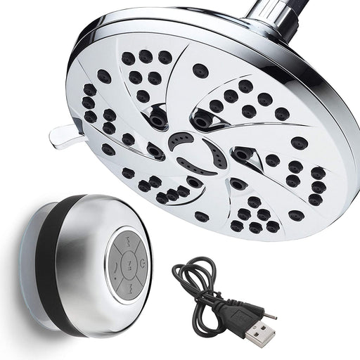 AquaDance High-Pressure Setting inch (Spiral 6-Function Rainfall Shower Head and Speaker), Chrome