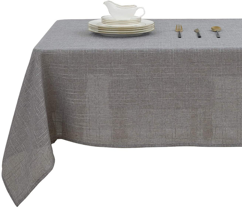 Deconovo Decorative Checkered Faux Linen Burlap Rectangular Table Cloth Waterproof Wrinkle Resistant Tablecloth for Restaurant 54x72 inch Gray